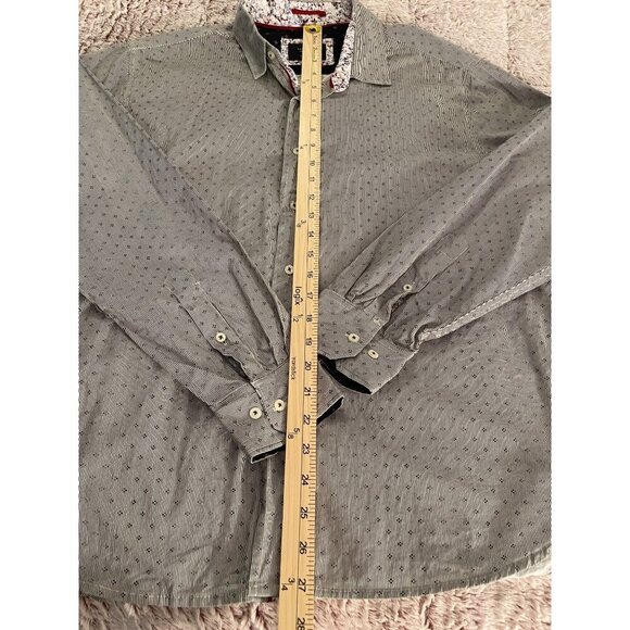 Level Ten Mens Modern XL Long Sleeve Button-Up Shirt With Floral Trim & Contrast - Picture 8 of 16